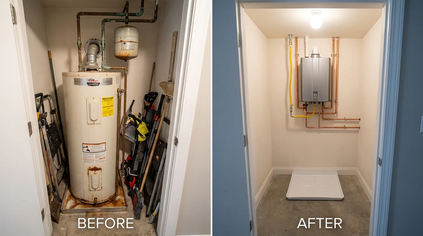 Tank water heater versus wall-mounted tankless unit comparison for Lanett, AL homeowners